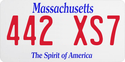 MA license plate 442XS7