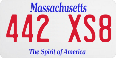 MA license plate 442XS8