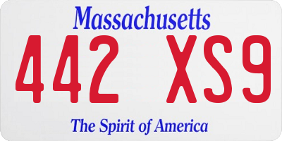 MA license plate 442XS9