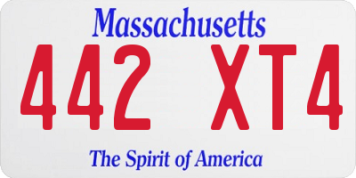 MA license plate 442XT4