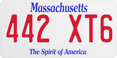 MA license plate 442XT6