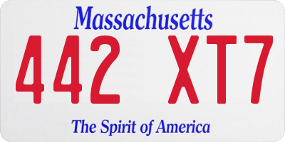 MA license plate 442XT7