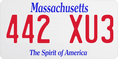 MA license plate 442XU3
