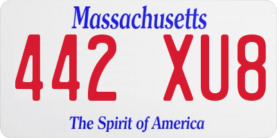MA license plate 442XU8