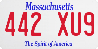 MA license plate 442XU9