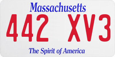 MA license plate 442XV3