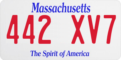 MA license plate 442XV7