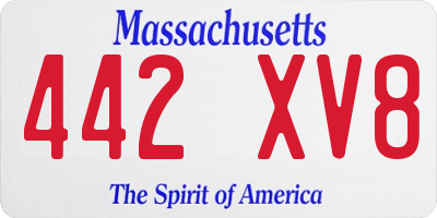 MA license plate 442XV8