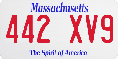 MA license plate 442XV9