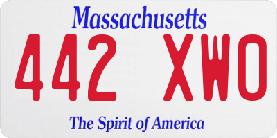 MA license plate 442XW0