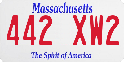 MA license plate 442XW2