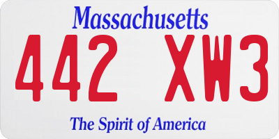 MA license plate 442XW3