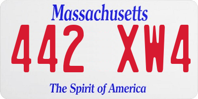 MA license plate 442XW4