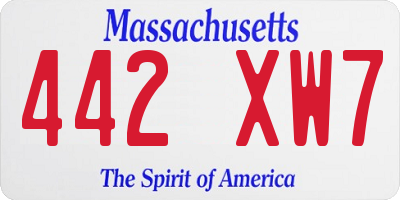 MA license plate 442XW7