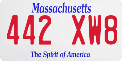 MA license plate 442XW8