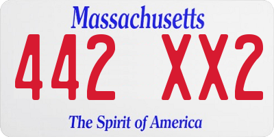 MA license plate 442XX2