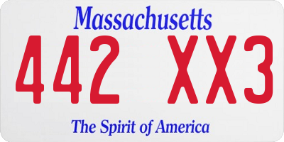 MA license plate 442XX3