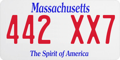 MA license plate 442XX7