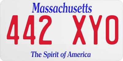 MA license plate 442XY0