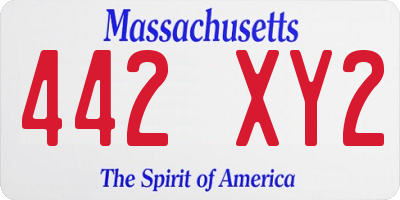 MA license plate 442XY2