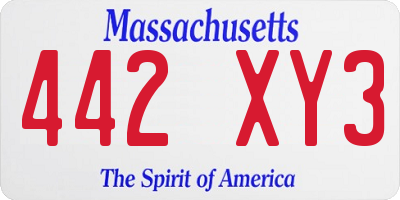 MA license plate 442XY3