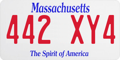 MA license plate 442XY4