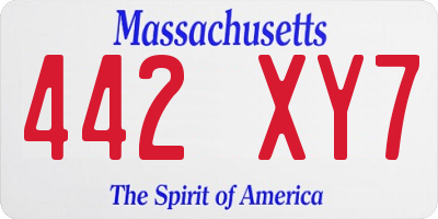 MA license plate 442XY7