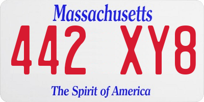 MA license plate 442XY8