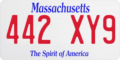 MA license plate 442XY9