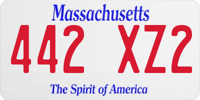 MA license plate 442XZ2