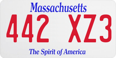 MA license plate 442XZ3