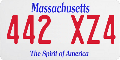 MA license plate 442XZ4