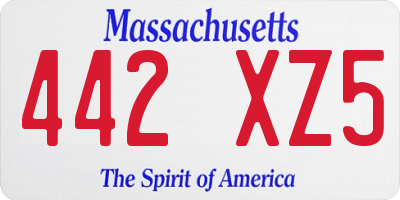 MA license plate 442XZ5