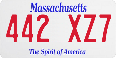 MA license plate 442XZ7