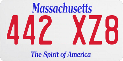MA license plate 442XZ8