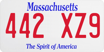 MA license plate 442XZ9