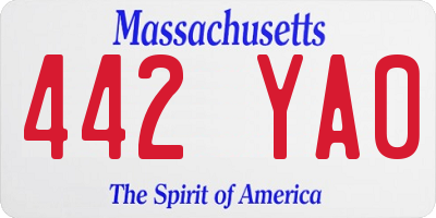 MA license plate 442YA0
