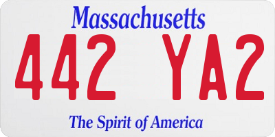 MA license plate 442YA2
