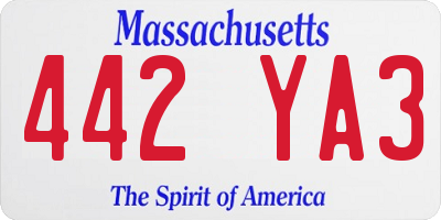MA license plate 442YA3