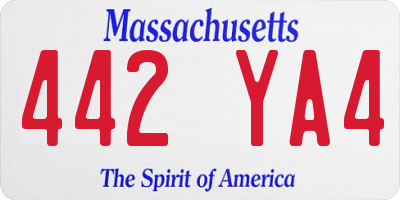 MA license plate 442YA4