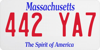 MA license plate 442YA7