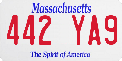 MA license plate 442YA9