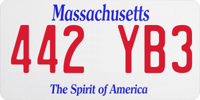 MA license plate 442YB3