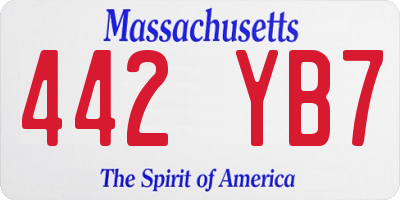 MA license plate 442YB7