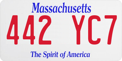 MA license plate 442YC7
