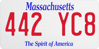 MA license plate 442YC8