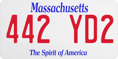 MA license plate 442YD2