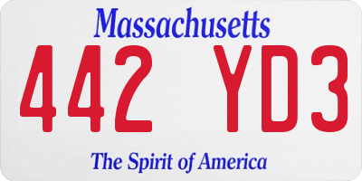 MA license plate 442YD3