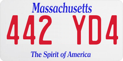 MA license plate 442YD4