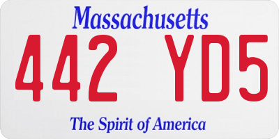 MA license plate 442YD5